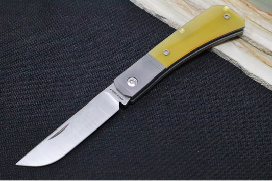 Jack Wolf Knives Pioneer Jack Slip Joint - Ultem Inlay / Bead Blasted Titanium Bolsters / CPM-S90V Steel
