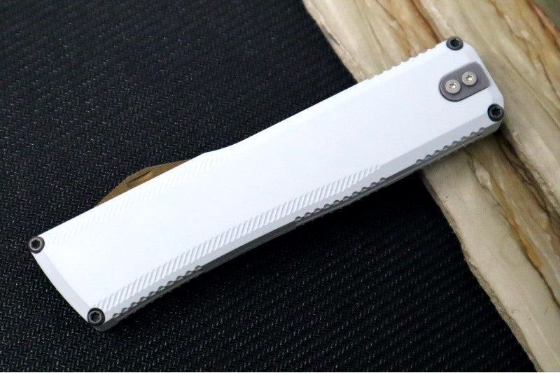 Axial Knives SHIFT V_3 OTF - Hidden White Anodized Aluminum Handle & Bronzed Hardware / Stonewashed Clip Point Blade / CPM-Magnacut Steel - Northwest Knives