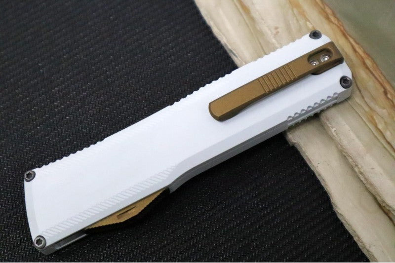 Axial Knives SHIFT V_3 OTF - Hidden White Anodized Aluminum Handle & Bronzed Hardware / Stonewashed Clip Point Blade / CPM-Magnacut Steel