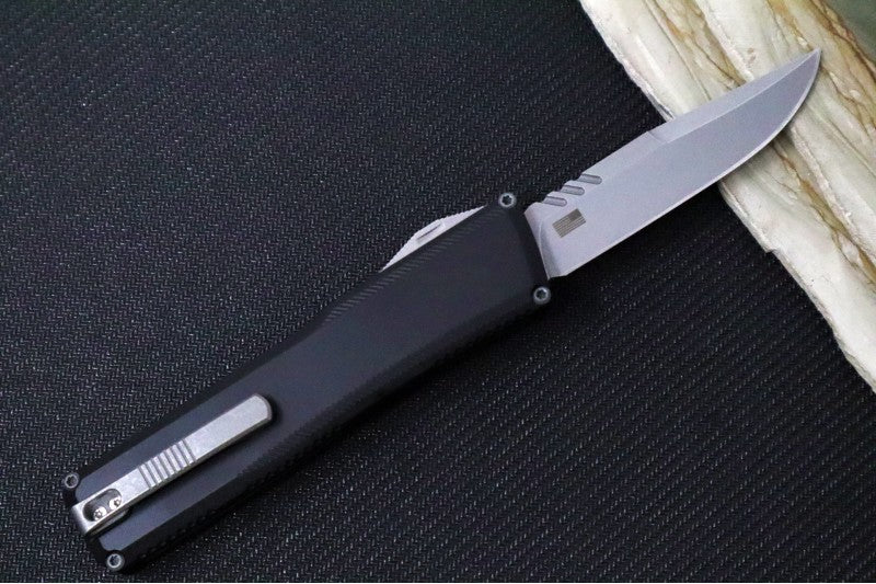 Axial Knives SHIFT V_3 OTF - Black Anodized Aluminum Handle & Stonewashed Hardware / Stonewashed Clip Point Blade / CPM-Magnacut Steel