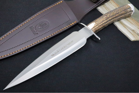 Muela Knives Caribu.A Fixed Blade - Genuine Stag Handle / X50CrMoV15 Stainless Blade / Leather Sheath