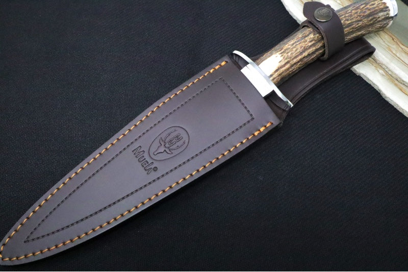 Muela Knives Caribu.A Fixed Blade - Genuine Stag Handle / X50CrMoV15 Stainless Blade / Leather Sheath