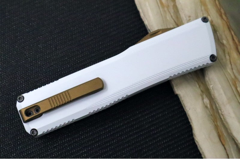 Axial Knives SHIFT V_3 OTF - Hidden White Anodized Aluminum Handle with Black & Bronzed Hardware / Blackwash Dagger Blade / CPM-Magnacut Steel