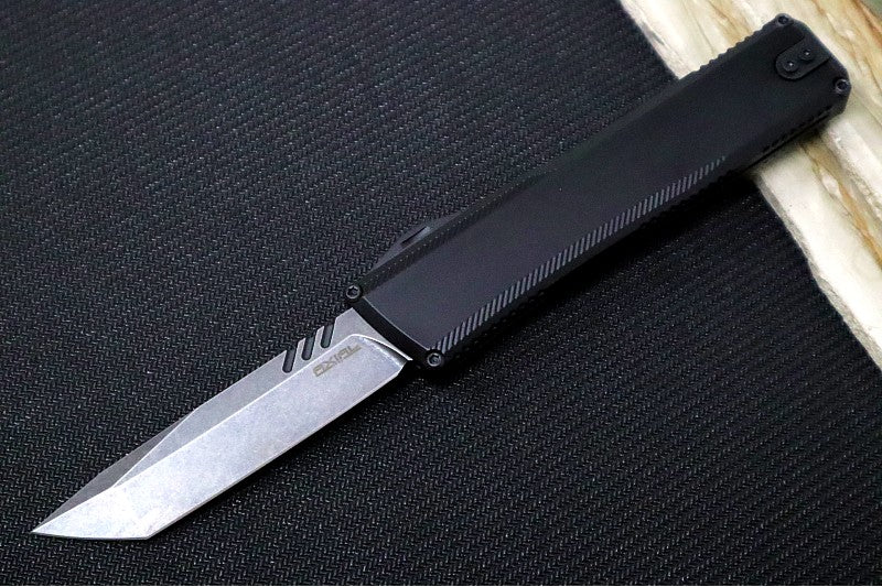 Axial Knives SHIFT V_3 OTF - Black Anodized Aluminum Handle & Black Hardware / Blackwashed Tanto Blade / CPM-Magnacut Steel