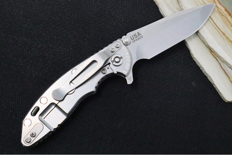 Rick Hinderer Knives XM-18 3.0" - Stonewash Finish / Spanto Blade / Translucent Green G-10