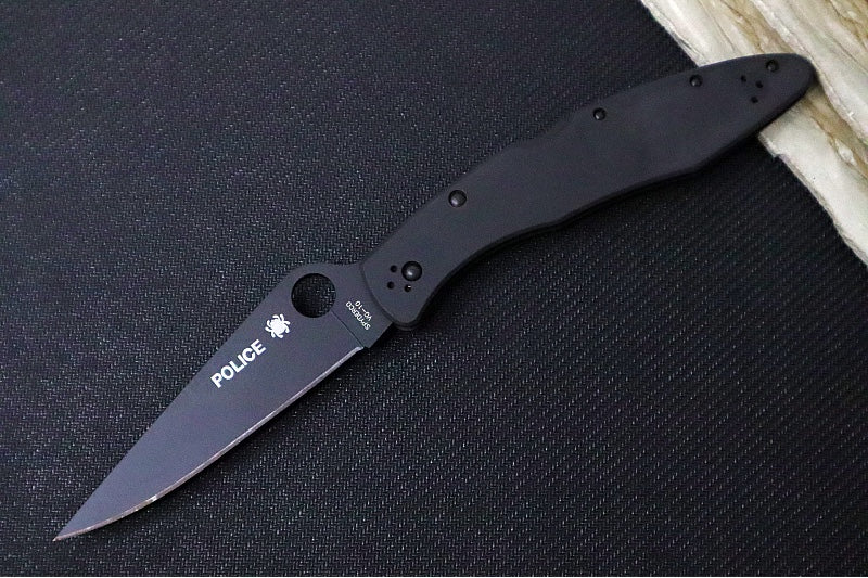 Spyderco Police 4 Lockback - Black TiCN Coated Stainless Steel Handle / Black VG-10 Blade - C07BKP - Northwest Knives
