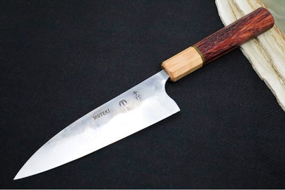 Carter Cutlery Muteki - 6.38" Funayuki - Bubinga & Flame Birch Wood Handle & Jade G-10 Liner & Hitachi White #1 Steel 5407