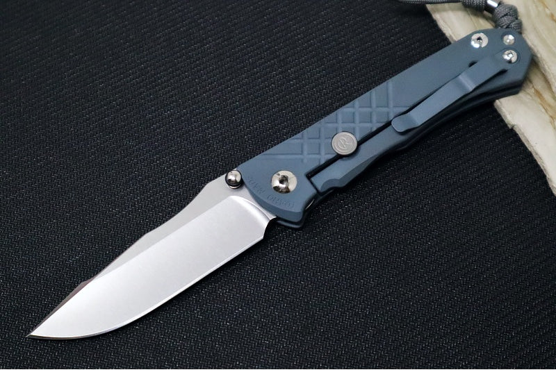 Chris Reeve Umnumzaan Exclusive LEFT HAND - Drop Point Blade / CPM-Magnacut Steel / Cold War Grey Cerakote Handle / Charcoal Knotted Lanyard with Bead UMN-1601