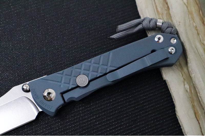 Chris Reeve Umnumzaan Exclusive LEFT HAND - Drop Point Blade / CPM-Magnacut Steel / Cold War Grey Cerakote Handle / Charcoal Knotted Lanyard with Bead UMN-1601