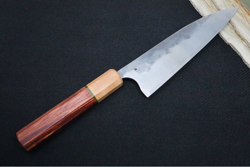 Carter Cutlery Muteki - 6.38" Funayuki - Bubinga & Flame Birch Wood Handle & Jade G-10 Liner & Hitachi White #1 Steel 5407