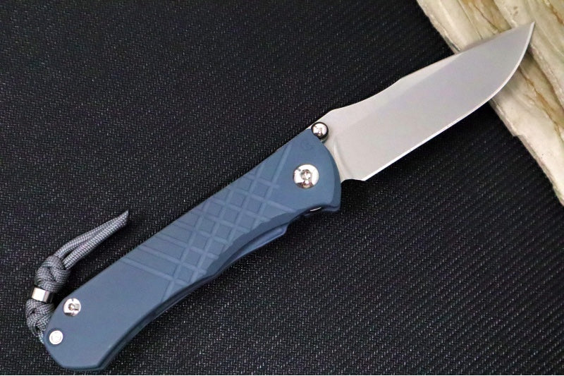 Chris Reeve Umnumzaan Exclusive LEFT HAND - Drop Point Blade / CPM-Magnacut Steel / Cold War Grey Cerakote Handle / Charcoal Knotted Lanyard with Bead UMN-1601