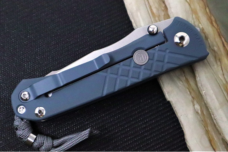 Chris Reeve Umnumzaan Exclusive LEFT HAND - Drop Point Blade / CPM-Magnacut Steel / Cold War Grey Cerakote Handle / Charcoal Knotted Lanyard with Bead UMN-1601