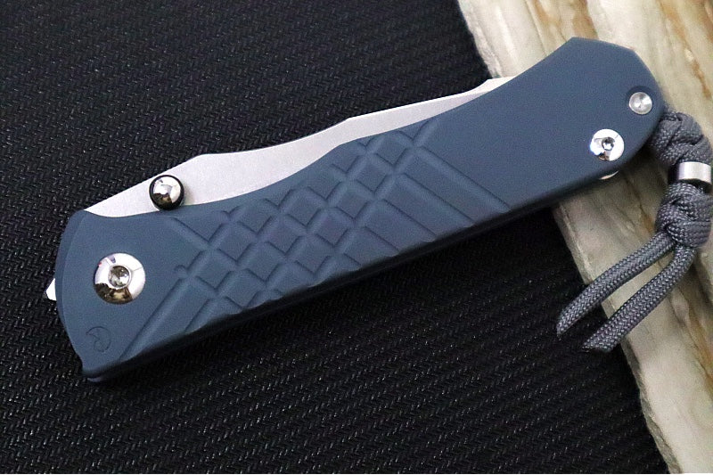 Chris Reeve Umnumzaan Exclusive LEFT HAND - Drop Point Blade / CPM-Magnacut Steel / Cold War Grey Cerakote Handle / Charcoal Knotted Lanyard with Bead UMN-1601