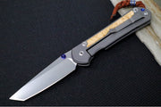 Chris Reeve Large Sebenza 31 Glass Blasted Double Lug LEFT HAND - Tanto Blade / Box Elder Inlay / Blue Hardware & Rust Colored Lanyard with Dot Bead / CPM-Magnacut Steel (A4) L31-1133-131 - Northwest Knives
