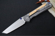 Chris Reeve Large Sebenza 31 Glass Blasted Double Lug LEFT HAND - Tanto Blade / Box Elder Inlay / Blue Hardware & Rust Colored Lanyard with Dot Bead / CPM-Magnacut Steel (A5) L31-1133-131 - Northwest Knives