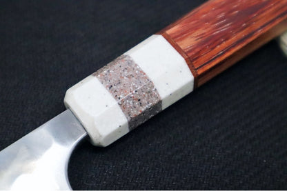 Carter Cutlery Muteki - 5.51" Nakiri - Bubinga Wood w/ Corian Handle & Natural Canvas Micarta Liner & Hitachi White #1 Steel 5419