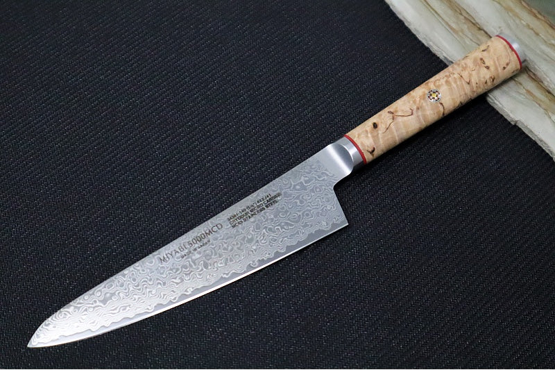 Miyabi Birchwood - 5.5" Prep Knife - 100 Layered Flower Damascus - SG2 Powdered Steel - Japanese Masur Birch Handle - Made in Seki City, Japan