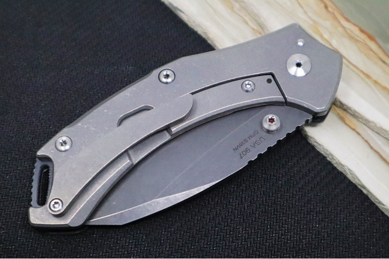 Toor Knives XT1 Charlie Stealth - CPM-S35VN / Black Modified Drop Point Blade / G-10 & Titanium Handle 850049642019