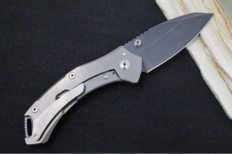 Toor Knives XT1 Charlie Carbon - CPM-S35VN / Black Modified Drop Point Blade / G-10 & Titanium Handle 850049642002