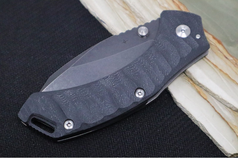 Toor Knives XT1 Charlie Carbon - CPM-S35VN / Black Modified Drop Point Blade / G-10 & Titanium Handle 850049642002