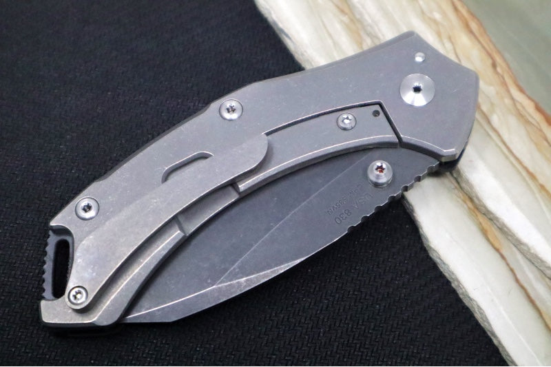 Toor Knives XT1 Charlie Carbon - CPM-S35VN / Black Modified Drop Point Blade / G-10 & Titanium Handle 850049642002