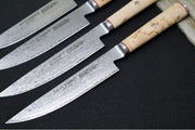 Miyabi Birchwood - 4pc Steak Knife Set - 100 Layered Flower Damascus - SG2 Powdered Steel - Japanese Masur Birch Handle - Made in Seki City, Japan - Northwest Knives