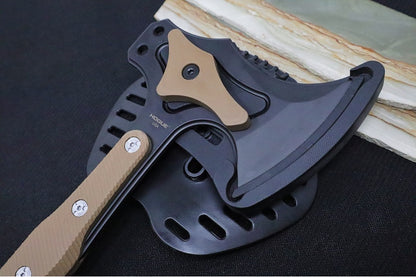 Hogue Knives EX T01 Tomahawk - Solid Matte FDE G10 Handle / S7 Tool Steel / Black Cerakote Finish 35777