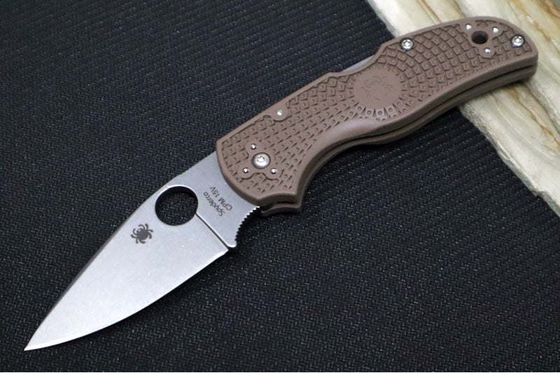 Spyderco Native 5 Lightweight SPRINT - Brown FRN Handle / Satin Finish / CPM-15V Steel / Leaf Shaped Blade C41PBN15V5 - Northwest Knives