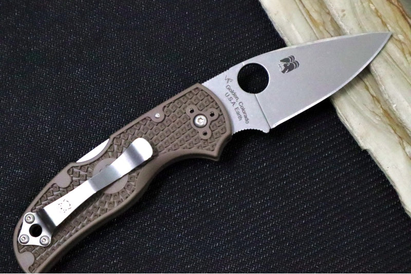 Spyderco Native 5 Lightweight SPRINT - Brown FRN Handle / Satin Finish / CPM-15V Steel / Leaf Shaped Blade C41PBN15V5