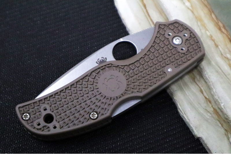 Spyderco Native 5 Lightweight SPRINT - Brown FRN Handle / Satin Finish / CPM-15V Steel / Leaf Shaped Blade C41PBN15V5