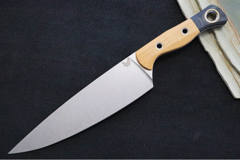 Benchmade 4000-02 3pc Kitchen Set - Stonewash Finish / CPM-154 Steel / Maple Valley Richlite & Black G-10 Handle - Made in Portland, Oregon USA