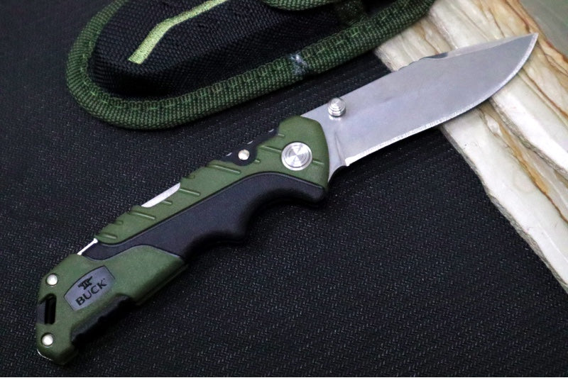Buck 661 Small Pursuit Folder- Drop Point Blade / 420HC Steel / Green Glass Filled Nylon with Versaflex 0661GRS-B