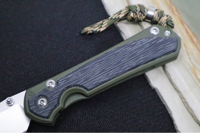Chris Reeve Knives Small Sebenza 31 NWK Exclusive - Drop Point Blade / CPM-Magnacut Steel / OD Green Cerakote Handle & Black Micarta Inlay / Camo Lanyard S31-1707