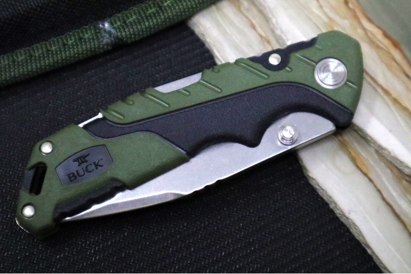 Buck 659 Pursuit Folder- Drop Point Blade / 420HC Steel / Green Glass Filled Nylon with Versaflex 0659GRS-B