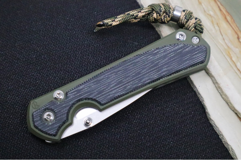 Chris Reeve Knives Small Sebenza 31 NWK Exclusive - Drop Point Blade / CPM-Magnacut Steel / OD Green Cerakote Handle & Black Micarta Inlay / Camo Lanyard S31-1707