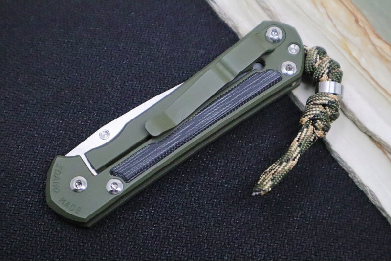 Chris Reeve Knives Small Sebenza 31 NWK Exclusive - Drop Point Blade / CPM-Magnacut Steel / OD Green Cerakote Handle & Black Micarta Inlay / Camo Lanyard S31-1707 - Northwest Knives