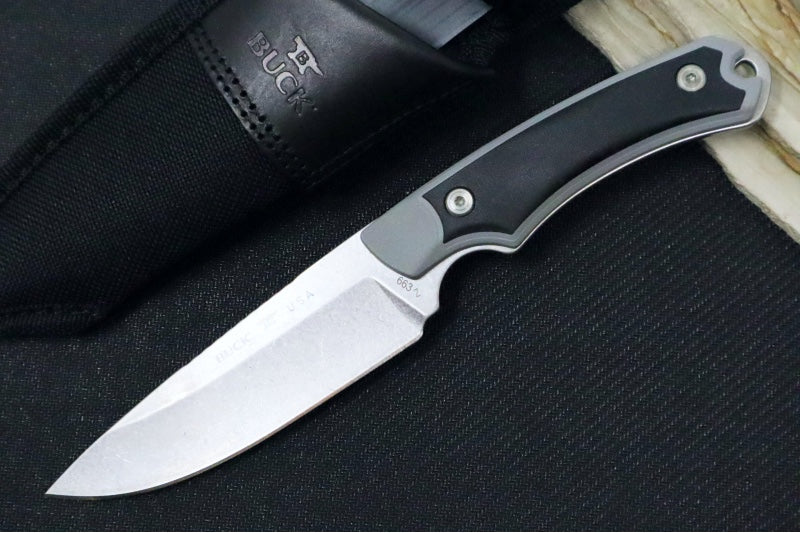 Buck 663 Alpha Guide - 420HC Steel / Glass Filled Nylon and Versaflex Handle / Black Polyester Sheath 0663GYS-B