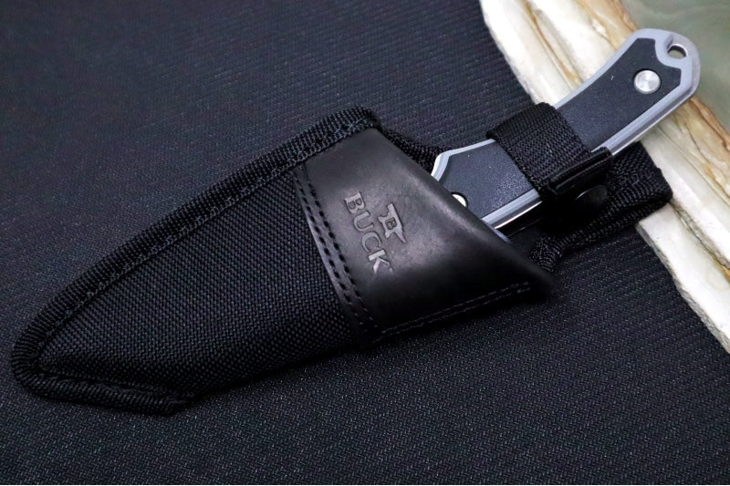 Buck 664 Alpha Hunter Hunting Knife - 420HC Blade / Black GFN Handles with Versaflex Inserts Handle / Black Polyester Sheath 0664GYS-B