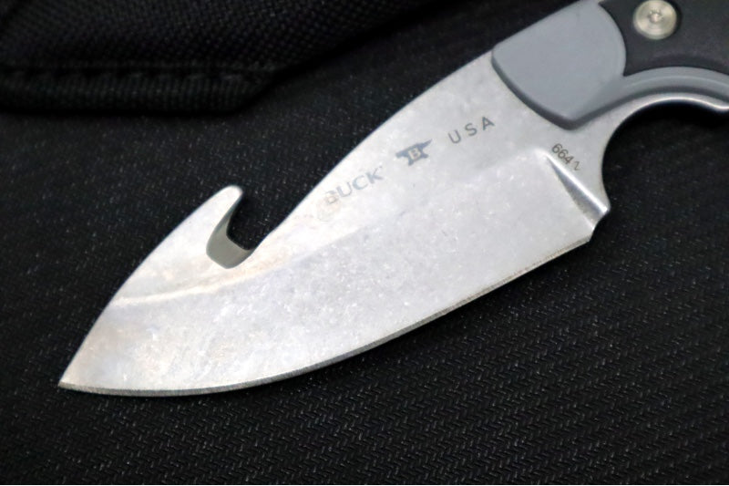 Buck 664 Alpha Hunter Hunting Knife with Guthook - 420HC Blade / Black GFN Handles with Versaflex Inserts Handle / Black Polyester Sheath 0664GYG-B