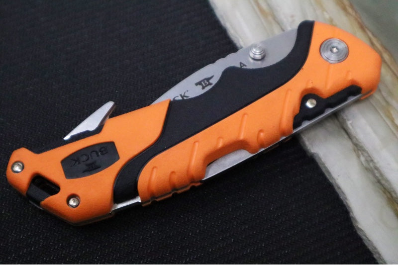 Buck 660 Large Pursuit Pro Folder- Drop Point Blade with Guthook / CPM-S35VN Steel / Orange Glass Filled Nylon with Versaflex 0660ORG-B