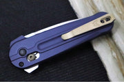 Benchmade 491 Lowden Flipper - M390 Steel / Spearpoint Blade / Crater Blue Anodized Aluminum Handle with Bronzed Accents - Northwest Knives