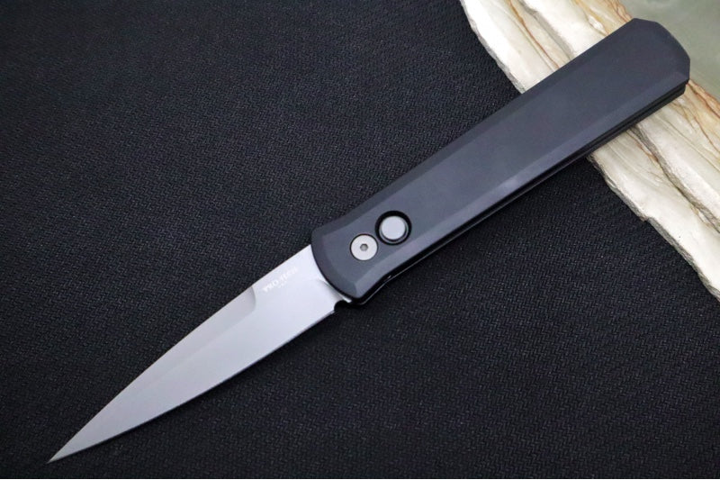 Pro Tech Godfather Auto - Black Aluminum Handle / Blasted Bead Blade 920 - Northwest Knives
