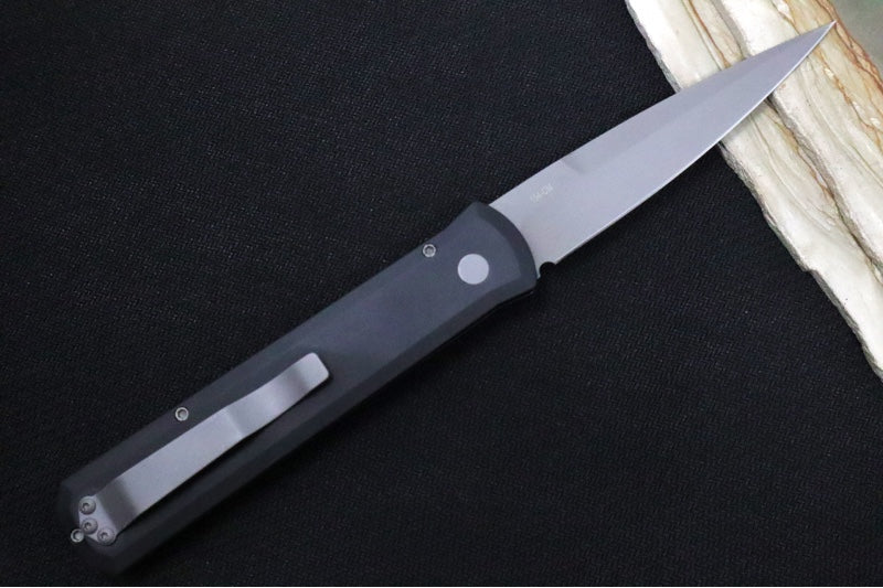 Pro Tech Godfather Auto - Black Aluminum Handle / Blasted Bead Blade 920