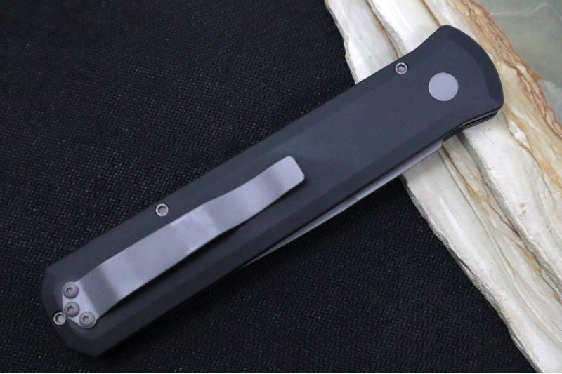 Pro Tech Godfather Auto - Black Aluminum Handle / Blasted Bead Blade 920