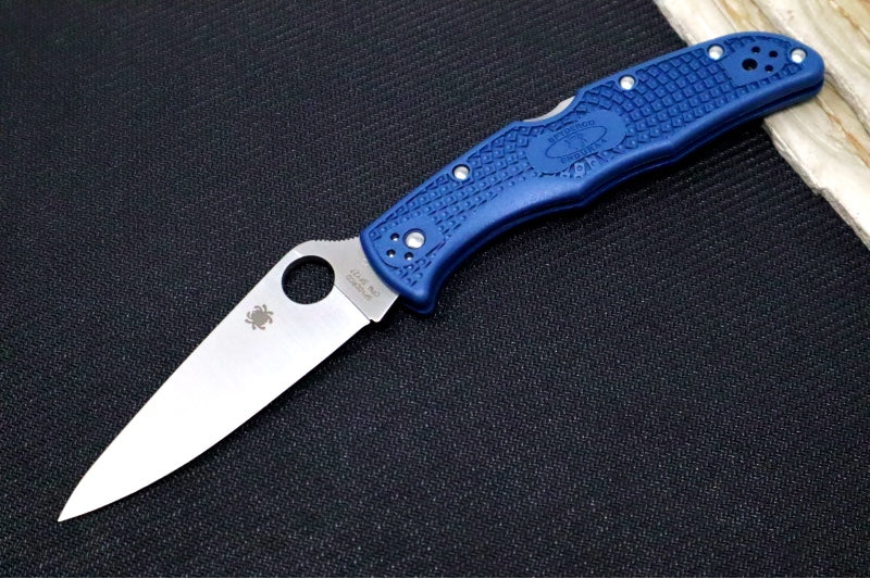 Spyderco Endura - Cobalt Blue FRN Handle / CPM-SPY27 Steel / Satin Leaf Shaped Blade C10PCBL