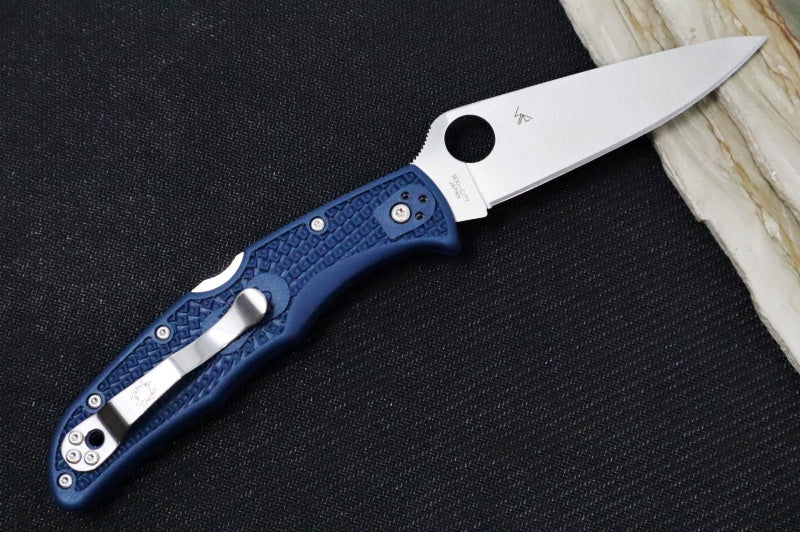 Spyderco Endura - Cobalt Blue FRN Handle / CPM-SPY27 Steel / Satin Leaf Shaped Blade C10PCBL