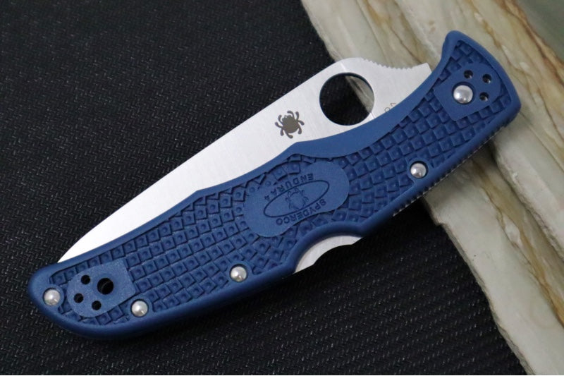 Spyderco Endura - Cobalt Blue FRN Handle / CPM-SPY27 Steel / Satin Leaf Shaped Blade C10PCBL - Northwest Knives