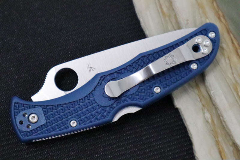 Spyderco Endura - Cobalt Blue FRN Handle / CPM-SPY27 Steel / Satin Leaf Shaped Blade C10PCBL - Northwest Knives