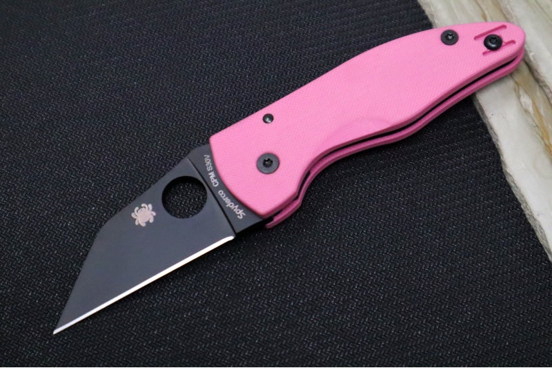 Spyderco Microjimbo SPRINT RUN - Pink G10 Handle / Black DLC Finish / Wharncliffe Blade / CPM-S30V - C264GPNBKP