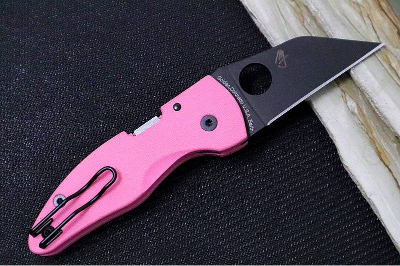 Spyderco Microjimbo SPRINT RUN - Pink G10 Handle / Black DLC Finish / Wharncliffe Blade / CPM-S30V - C264GPNBKP